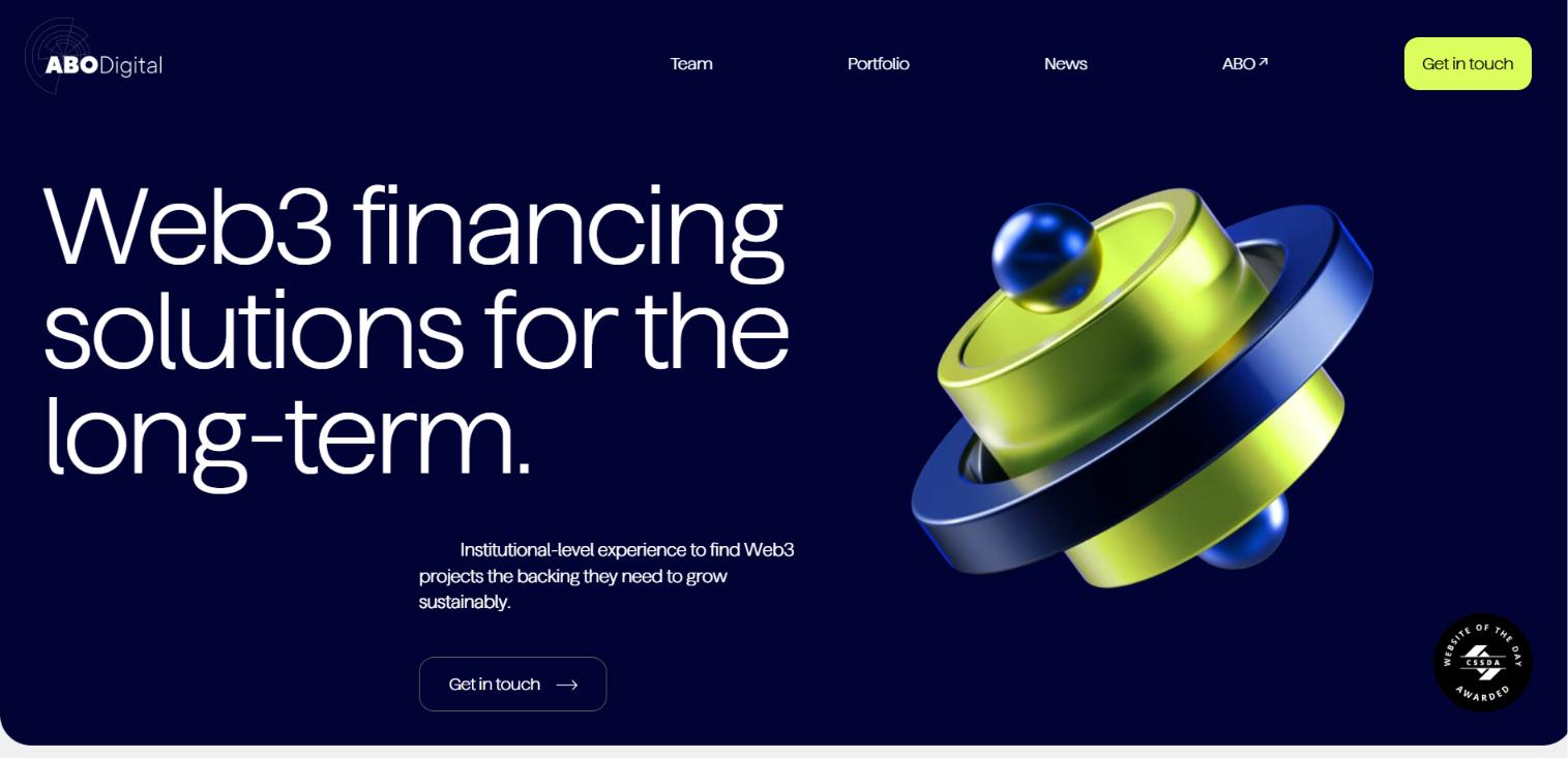 Web3 financing website design example